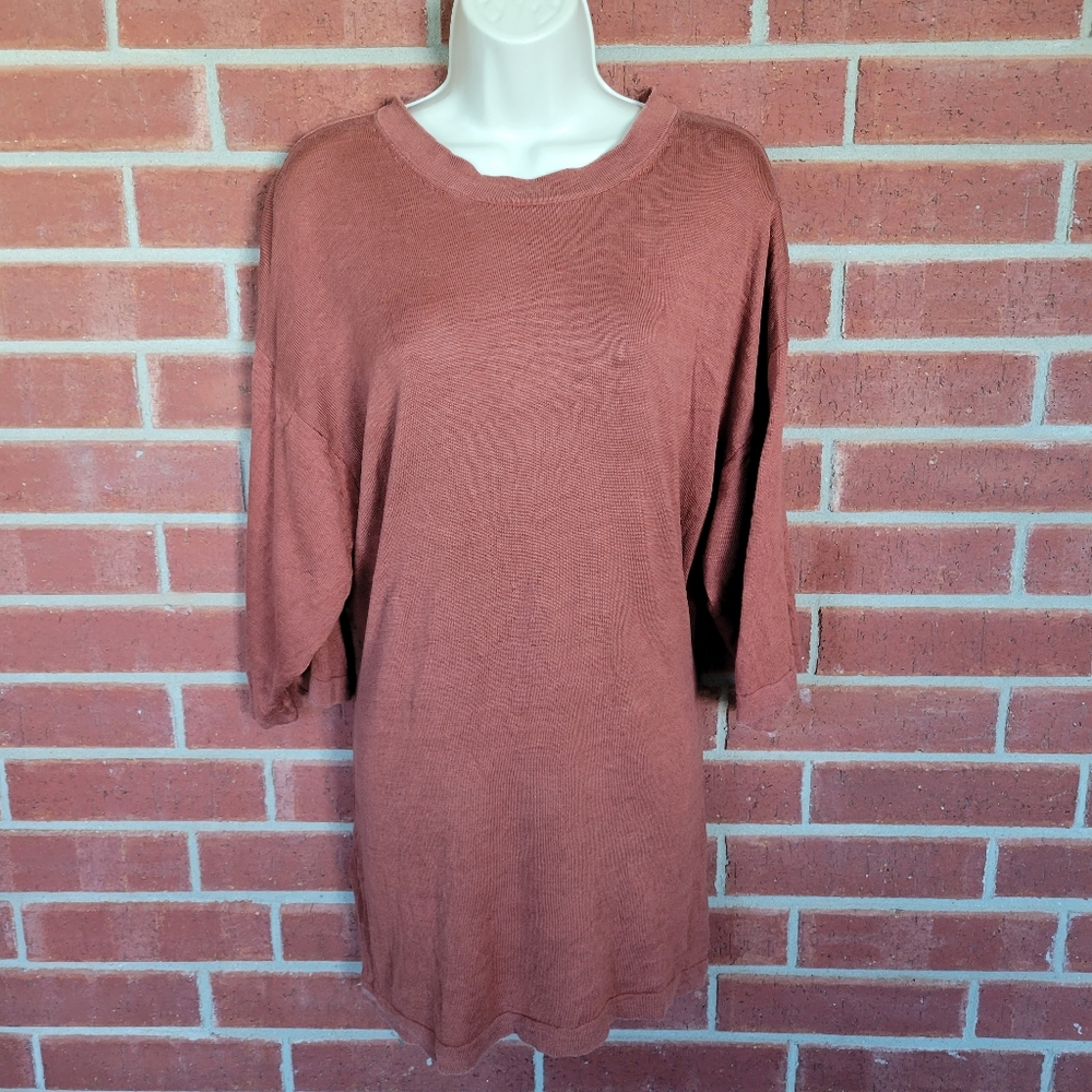 Visitor Poeta Moda Mens XLT 100% Silk Rust Pullover Shirt XL Tall.       #401